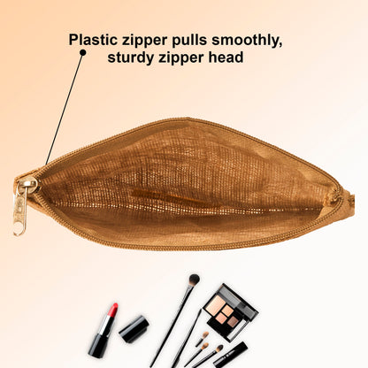 Jute Small Travel Pouch Zipper DIY Craft Pouches Pencil Case for Makeup Cosmetic Toiletry Stationary Storage (Set of 8)