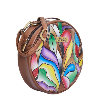 Abstract Hand Painted Oval Cross Body Bag