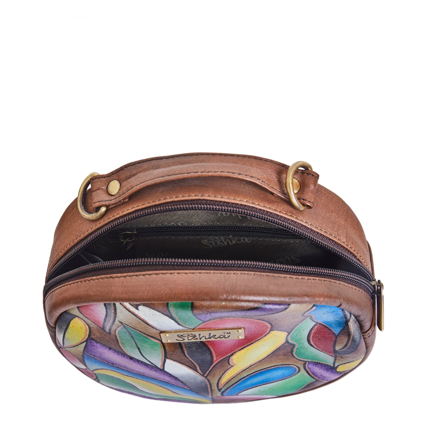 Abstract Hand Painted Oval Cross Body Bag