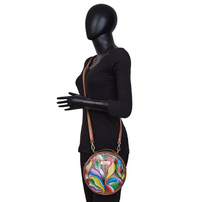 Abstract Hand Painted Oval Cross Body Bag