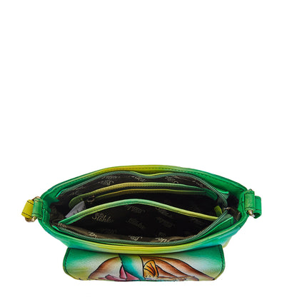 Hand-Painted Cat Art Crossbody Bag