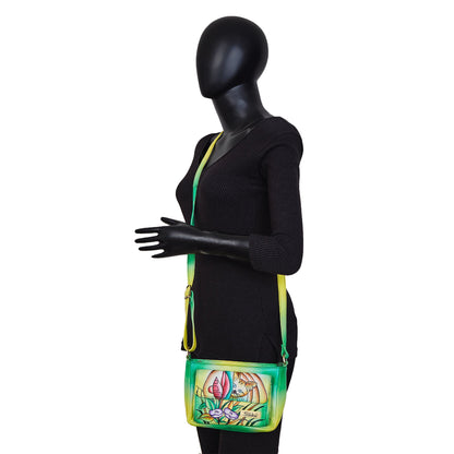 Hand-Painted Cat Art Crossbody Bag