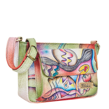 Hand-Painted Abstract Art Crossbody Bag