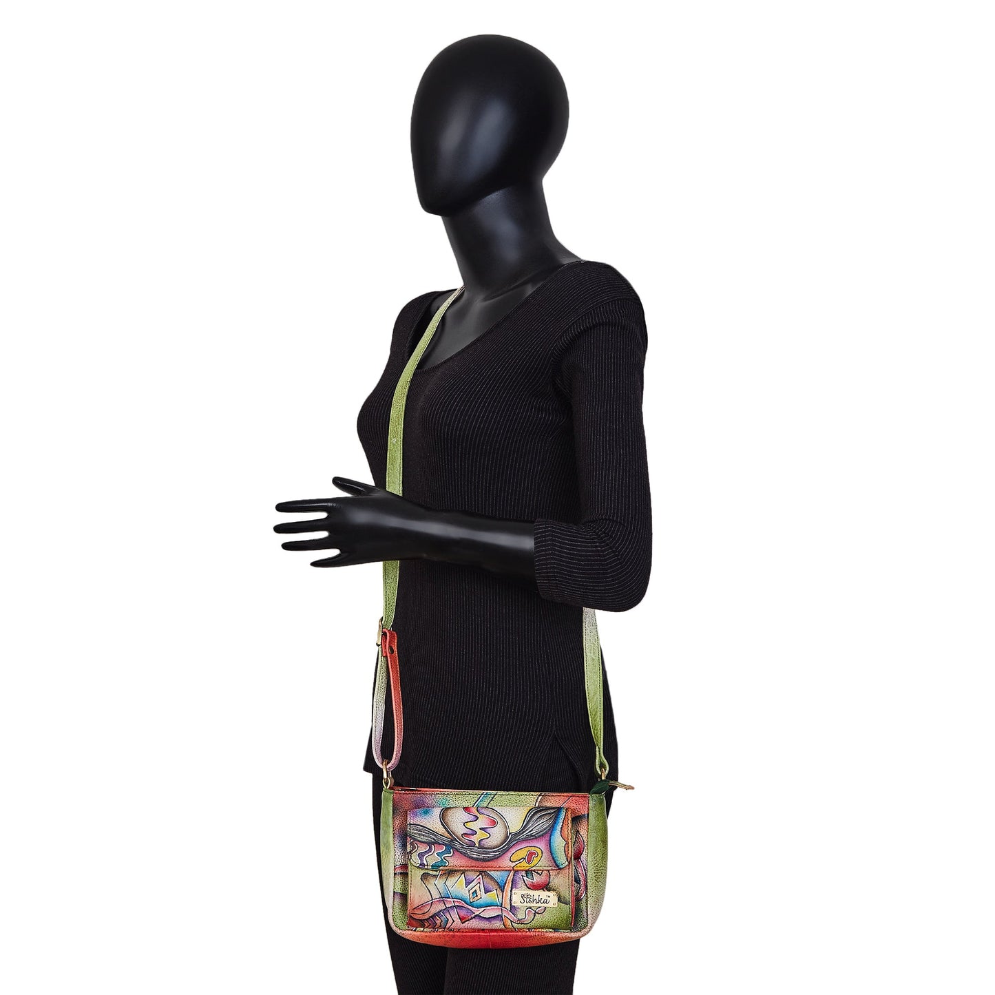 Hand-Painted Abstract Art Crossbody Bag