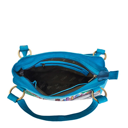 Kolkata-Themed Handpainted Leather Shoulder Bag