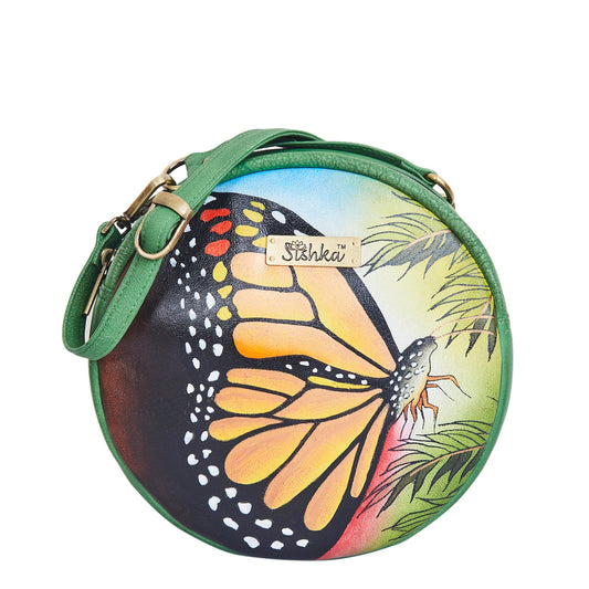 Stunning Butterfly Hand Painted Oval Cross Body Bag