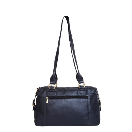 Hand-painted Leather Tote Bag with a Vibrant Butterfly Design