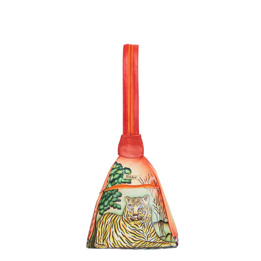 Convertible Leather Backpack with Hand-Painted Forest Artwork