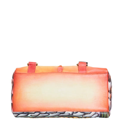 Convertible Leather Backpack with Hand-Painted Forest Artwork