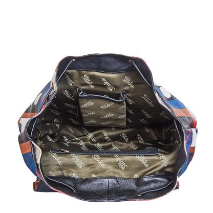 Hand-Painted Polka Dot Leather Backpack – Drawstring & Flap Closure