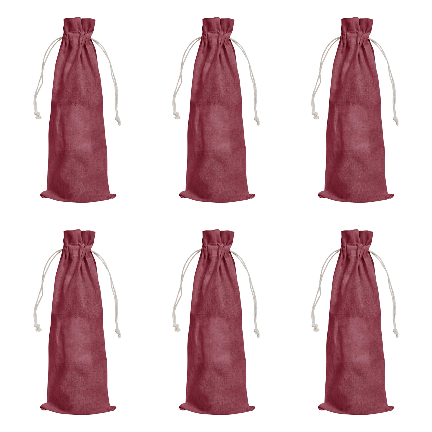 Cotton Wine Bottle Gift Bags – 6-Pack Coloured  Reusable Drawstring Pouches Gifting, Parties, Weddings, Christmas, New Year & Holidays