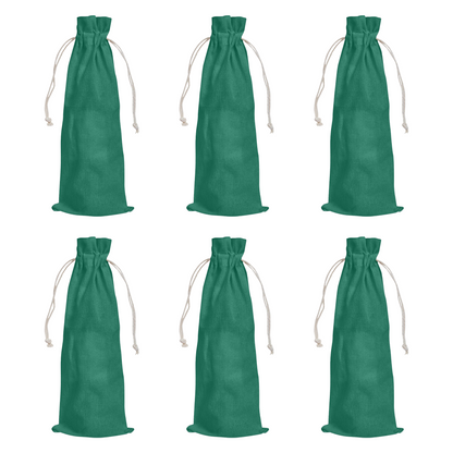 Cotton Wine Bottle Gift Bags – 6-Pack Coloured  Reusable Drawstring Pouches Gifting, Parties, Weddings, Christmas, New Year & Holidays