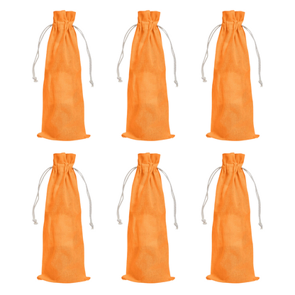 Cotton Wine Bottle Gift Bags – 6-Pack Coloured  Reusable Drawstring Pouches Gifting, Parties, Weddings, Christmas, New Year & Holidays