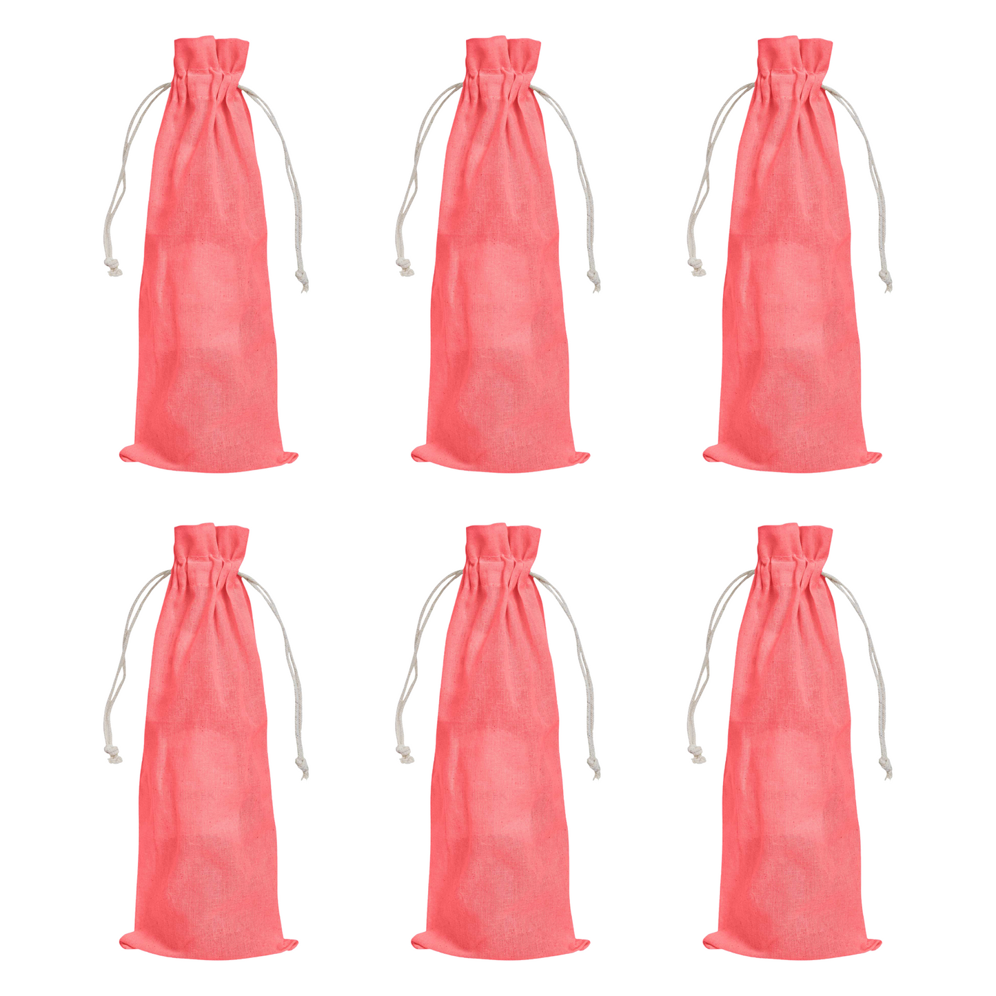 Cotton Wine Bottle Gift Bags – 6-Pack Coloured  Reusable Drawstring Pouches Gifting, Parties, Weddings, Christmas, New Year & Holidays
