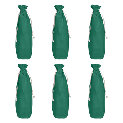 Jute Wine Bottle Bags– Coloured Reusable Gift Pouches Rustic Wine Covers for Weddings, New Year, Christmas & Events (Set of 6 )