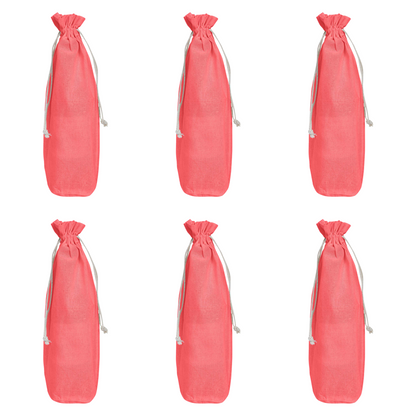 Jute Wine Bottle Bags– Coloured Reusable Gift Pouches Rustic Wine Covers for Weddings, New Year, Christmas & Events (Set of 6 )