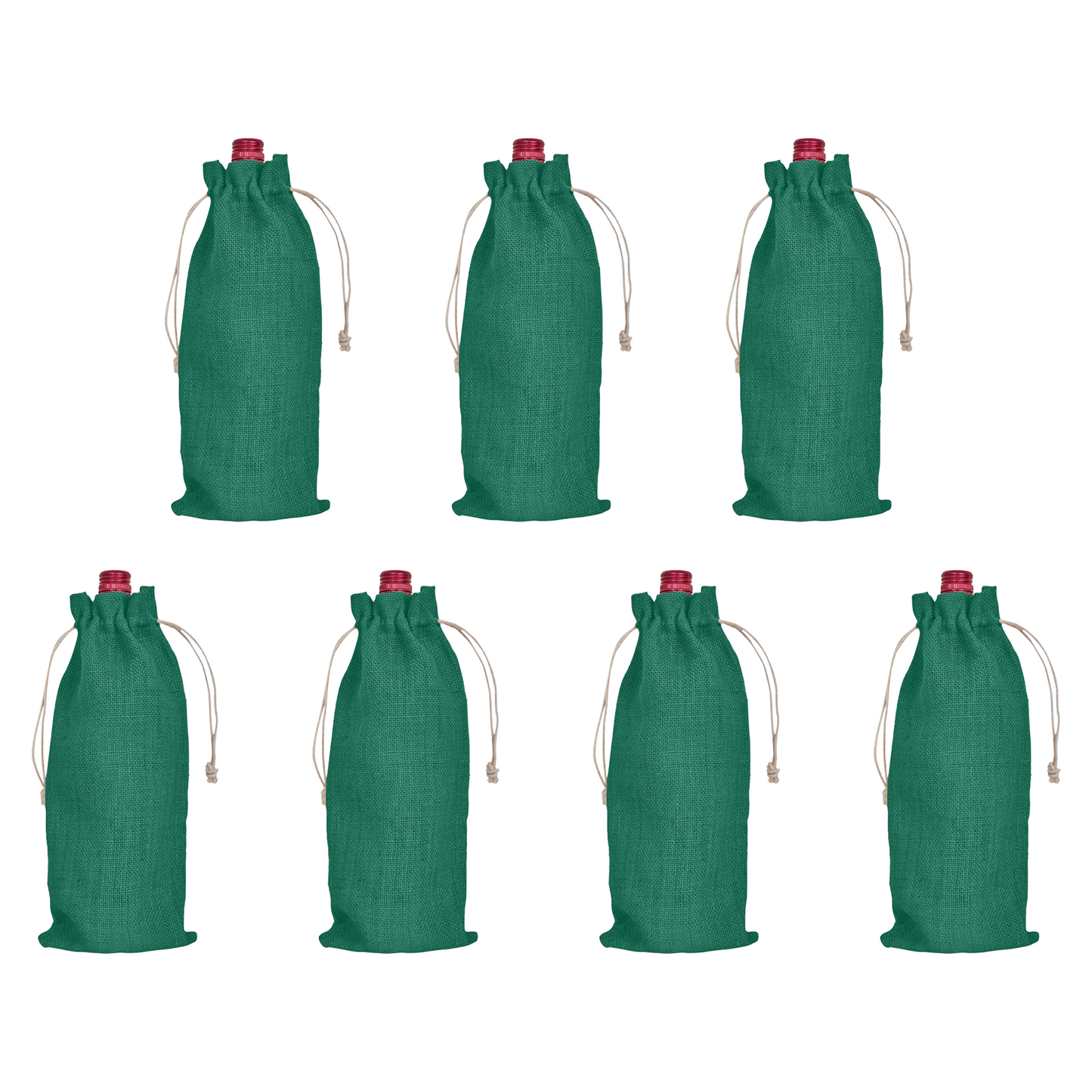 Coloured Jute Wine Bottle Gift Bags – Burlap Pouches with Drawstring, – Eco-Friendly Covers for Events, Parties, Christmas & Gifting (Set of 7)