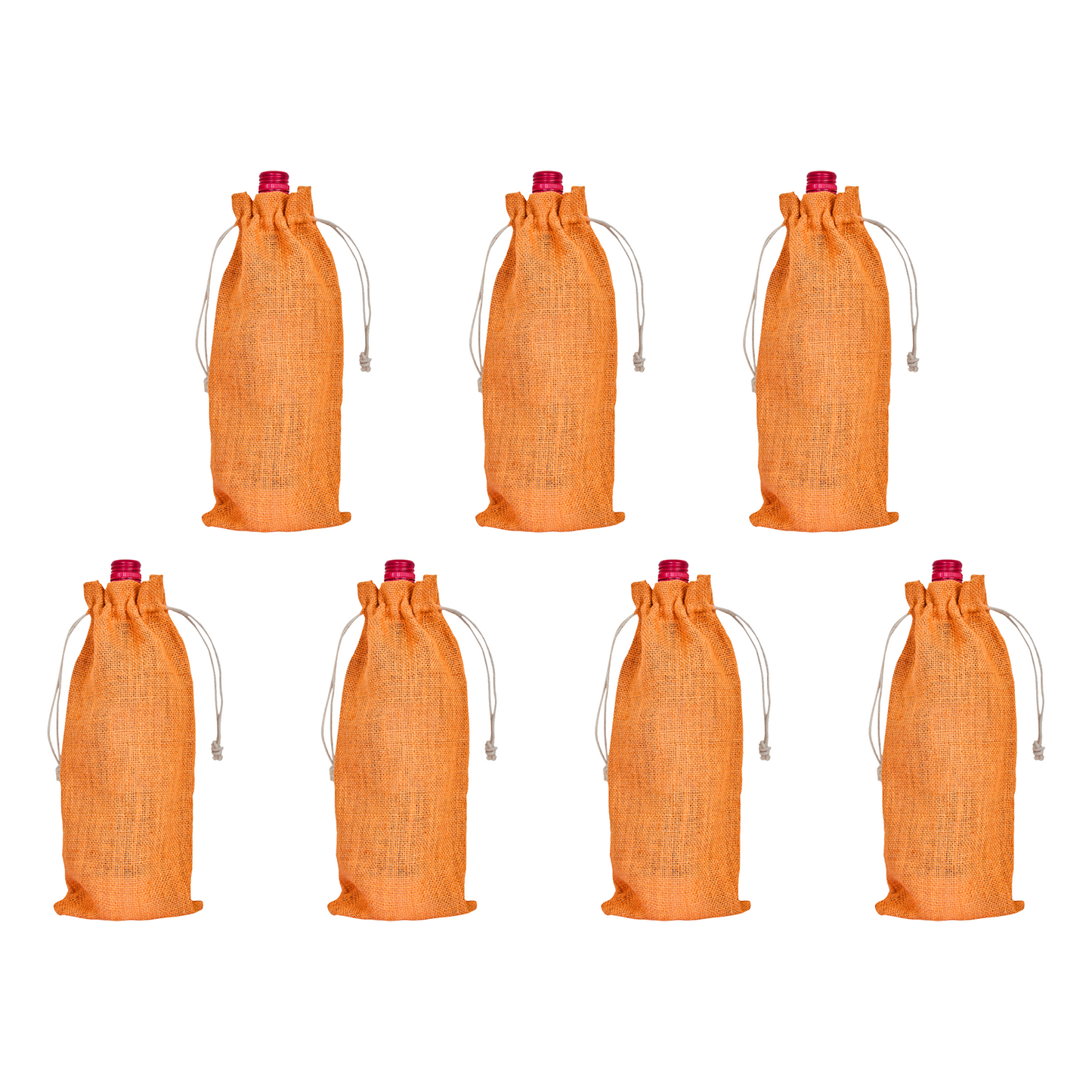 Coloured Jute Wine Bottle Gift Bags – Burlap Pouches with Drawstring, – Eco-Friendly Covers for Events, Parties, Christmas & Gifting (Set of 7)