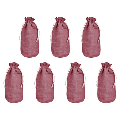 Colored Jute Wine Bottle Bags – Burlap Gift Pouches, Perfect for Weddings, Christmas, New Year, and Special Occasions (Set of 7)