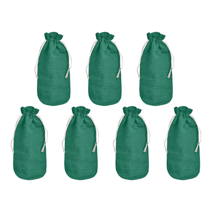 Colored Jute Wine Bottle Bags – Burlap Gift Pouches, Perfect for Weddings, Christmas, New Year, and Special Occasions (Set of 7)