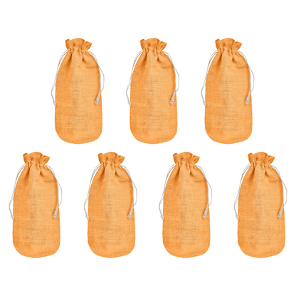 Colored Jute Wine Bottle Bags – Burlap Gift Pouches, Perfect for Weddings, Christmas, New Year, and Special Occasions (Set of 7)