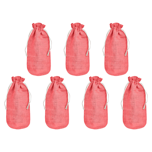 Colored Jute Wine Bottle Bags – Burlap Gift Pouches, Perfect for Weddings, Christmas, New Year, and Special Occasions (Set of 7)