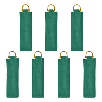 Coloured Reusable Jute Wine Bags with Cane Handles – New Year, Christmas, Gifting, Holidays & Party Favors (Packs of 7)