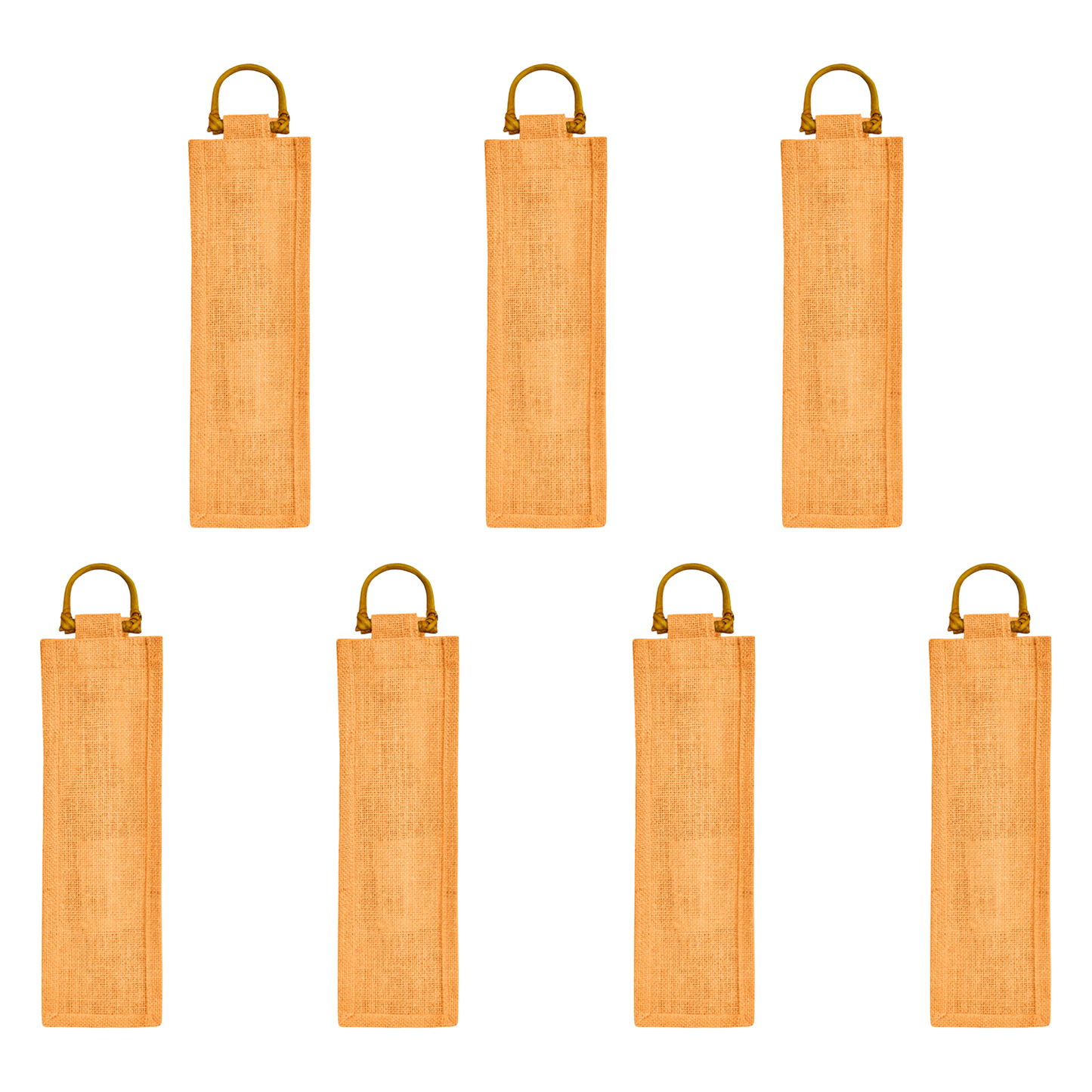 Coloured Reusable Jute Wine Bags with Cane Handles – New Year, Christmas, Gifting, Holidays & Party Favors (Packs of 7)