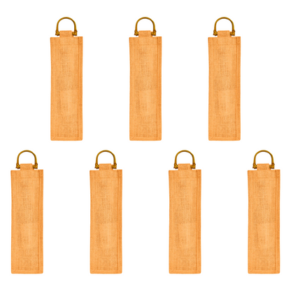 Coloured Reusable Jute Wine Bags with Cane Handles – New Year, Christmas, Gifting, Holidays & Party Favors (Packs of 7)