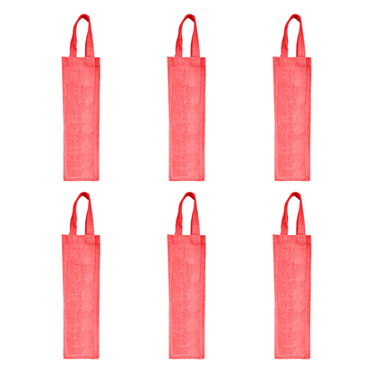Coloured Jute Wine Gift Bags – Wholesale Reusable Bottle Bags with Handles for Weddings & Events (Pack of 6)