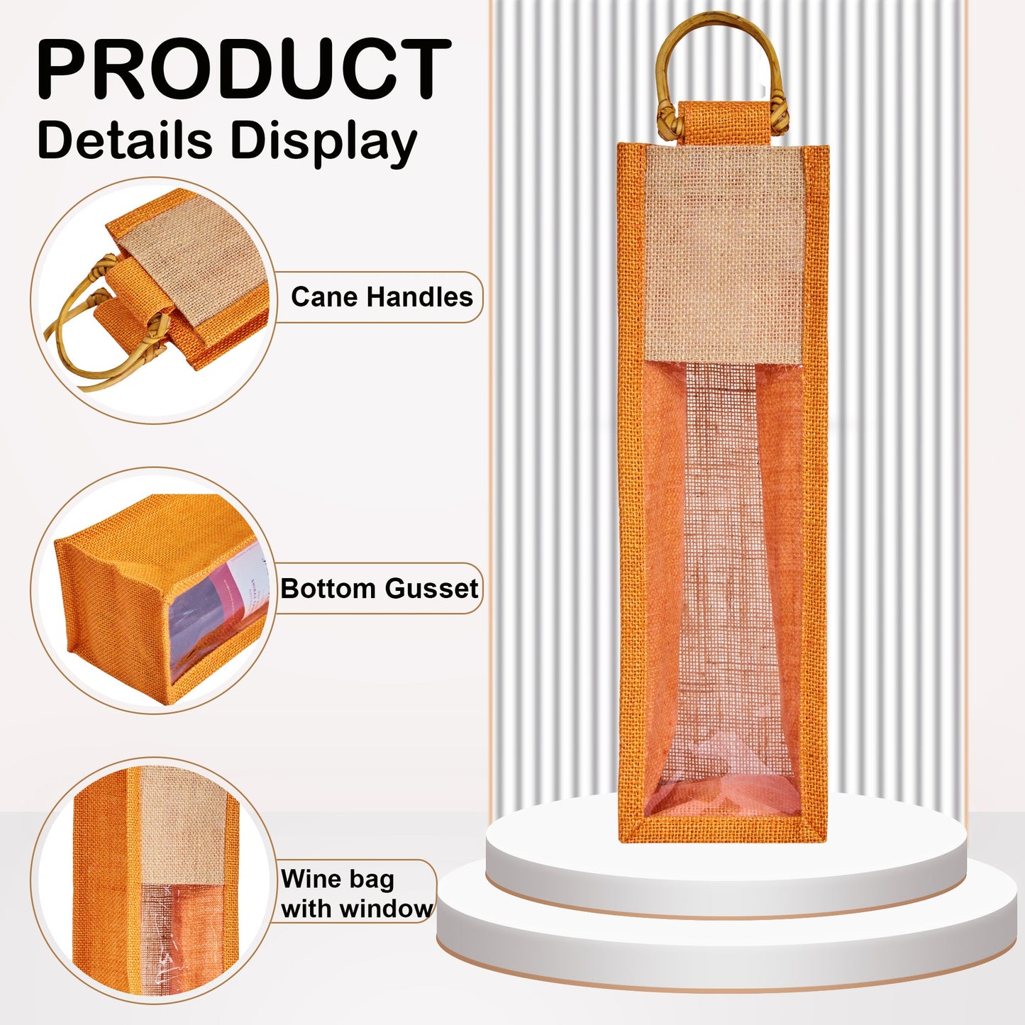 Jute Wine Gift Bags with PVC Window – Reusable Single-Bottle Carriers,  Ideal for Gifting, Weddings & Parties (Packs of 6)