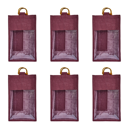 Jute Wine Gift Bags – Reusable 2-Bottle Colored Tote Bags – Weddings, Birthdays, Christmas, &  Special Occasions (Packs of 6)
