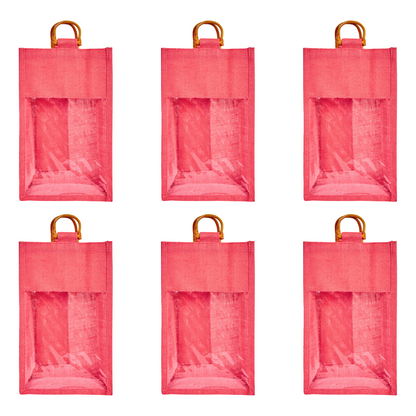 Jute Wine Gift Bags – Reusable 2-Bottle Colored Tote Bags – Weddings, Birthdays, Christmas, &  Special Occasions (Packs of 6)