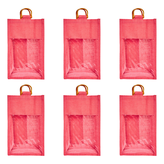 Jute Wine Gift Bags – Reusable 2-Bottle Colored Tote Bags – Weddings, Birthdays, Christmas, &  Special Occasions (Packs of 6)