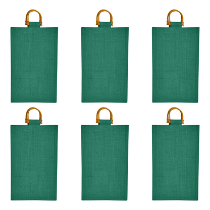 Coloured Jute Wine Burlap Gift Bags – Reusable 2-Bottle Totes, Gifting, Weddings, Parties & Holidays (Packs of 6)