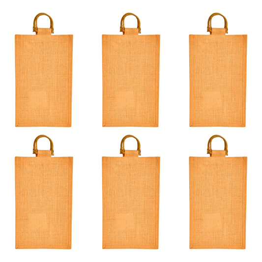 Coloured Jute Wine Burlap Gift Bags – Reusable 2-Bottle Totes, Gifting, Weddings, Parties & Holidays (Packs of 6)