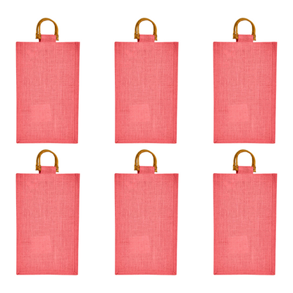 Coloured Jute Wine Burlap Gift Bags – Reusable 2-Bottle Totes, Gifting, Weddings, Parties & Holidays (Packs of 6)