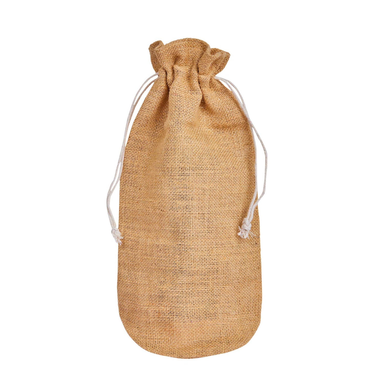 Beige Jute Wine Bottle Bags – Burlap Gift Covers with Drawstrings, New Year, Weddings, Birthdays, and Special Occasions (Packs of 12)