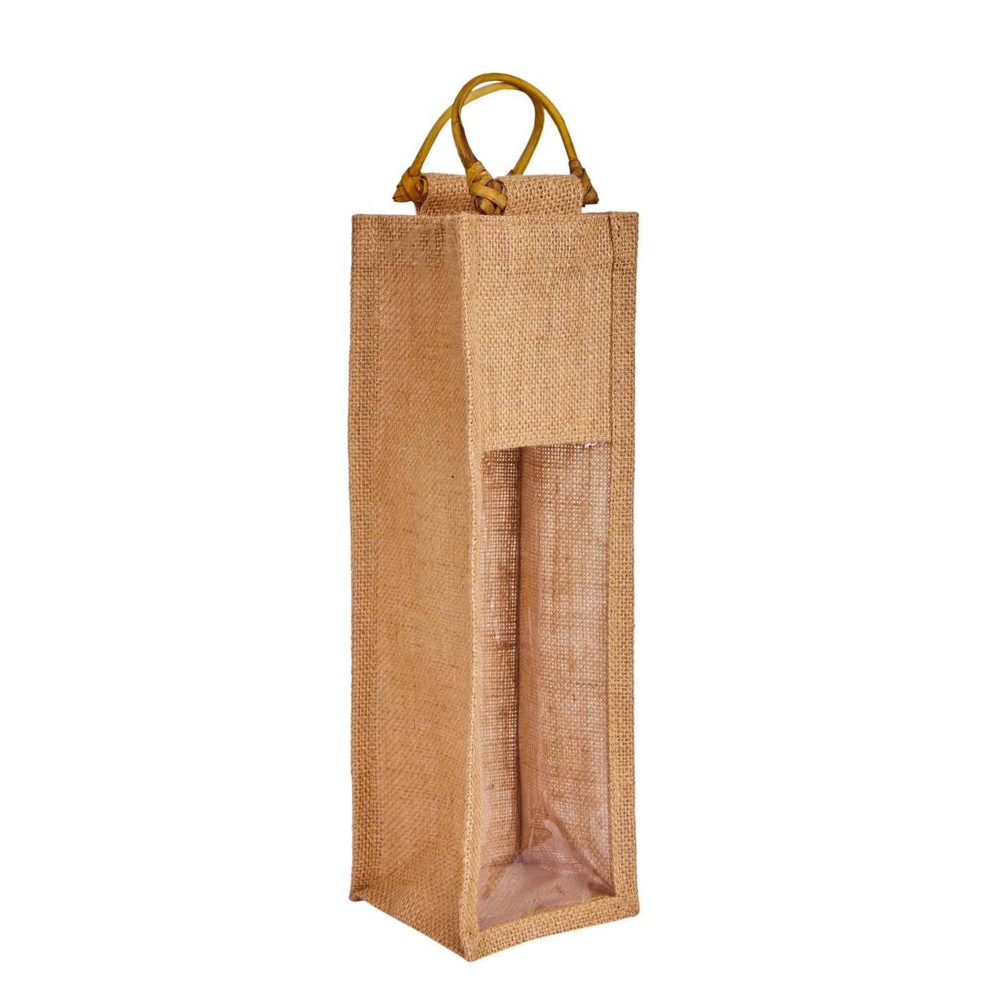 Natural Jute Wine Gift Bags with PVC Window – Reusable Single Bottle Bag for Weddings, Parties & Special Occasions (Set of 12)