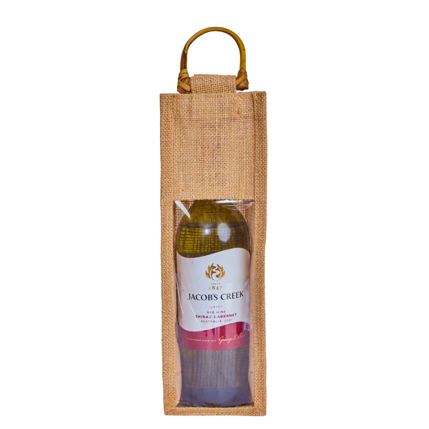 Natural Jute Wine Gift Bags with PVC Window – Reusable Single Bottle Bag for Weddings, Parties & Special Occasions (Set of 12)