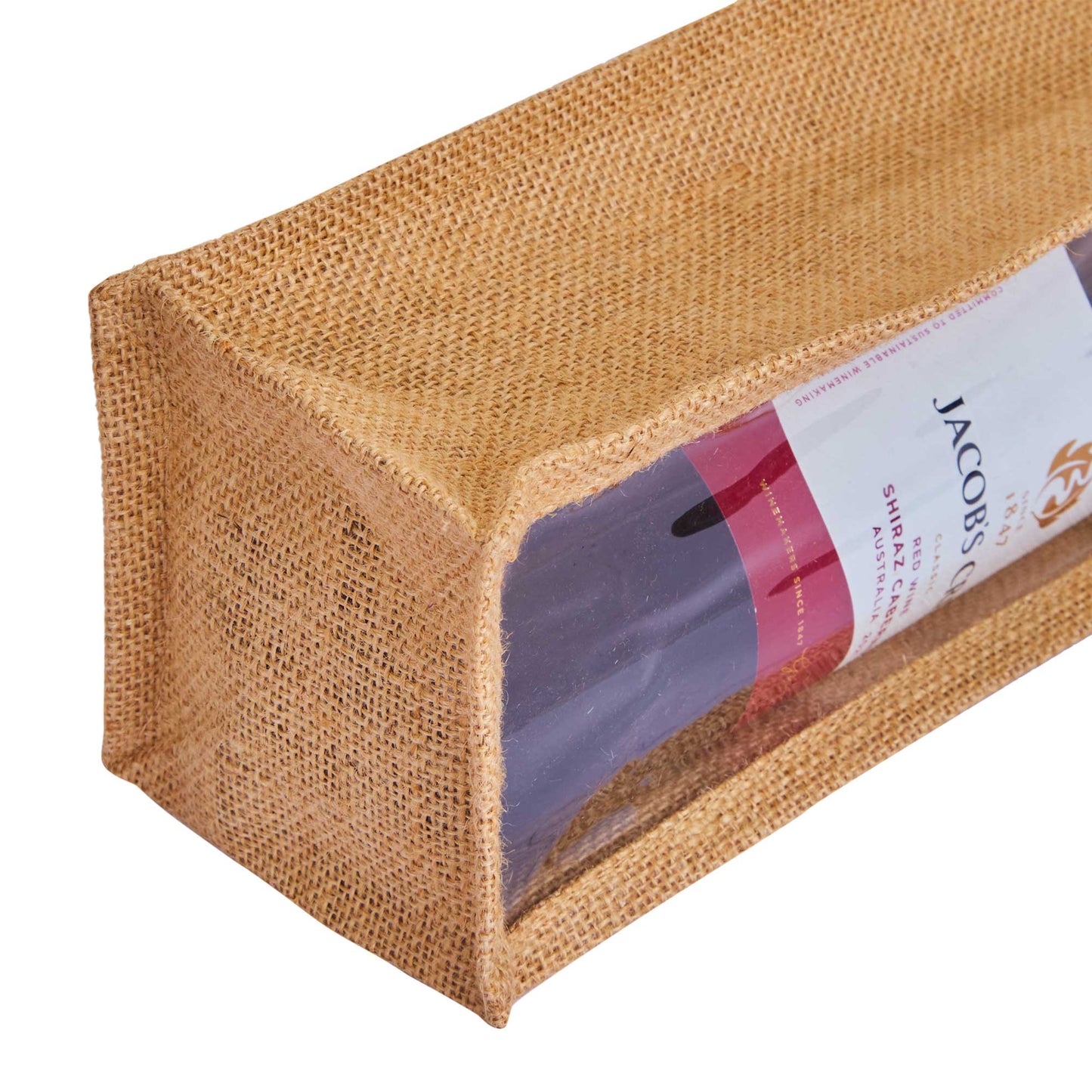 Natural Jute Wine Gift Bags with PVC Window – Reusable Single Bottle Bag for Weddings, Parties & Special Occasions (Set of 12)