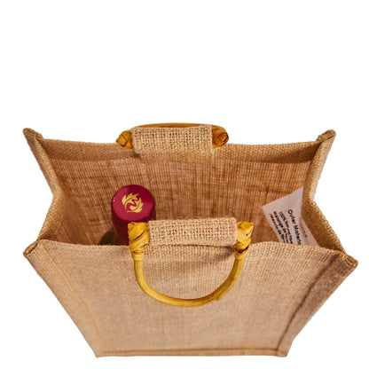 Jute Wine Gift Bags with Cane Handles – 2-Bottle  Burlap Totes for Wine, Christmas, Weddings, New Year & Special Occasions (Packs of 12)