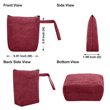 Jute Cosmetic Bags for Women – Burlap Makeup, Toiletry & Coin Pouches, Perfect for Travel or Gifting  (Packs of 6)