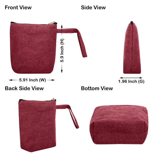 Jute Cosmetic Bags for Women – Burlap Makeup, Toiletry & Coin Pouches, Perfect for Travel or Gifting  (Packs of 6)