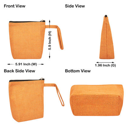 Jute Cosmetic Bags for Women – Burlap Makeup, Toiletry & Coin Pouches, Perfect for Travel or Gifting  (Packs of 6)