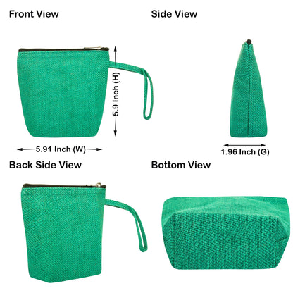 Jute Cosmetic Bags for Women – Burlap Makeup, Toiletry & Coin Pouches, Perfect for Travel or Gifting  (Packs of 6)